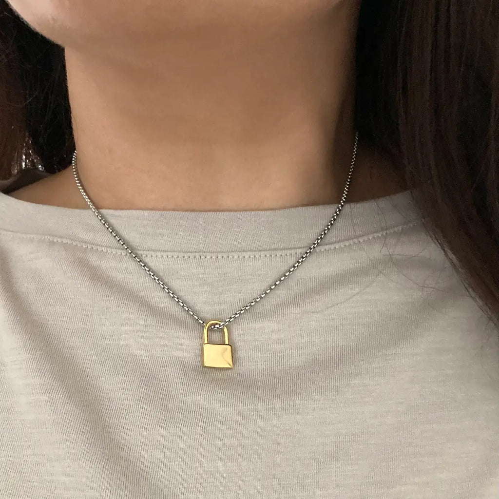 Gold Padlock Necklace