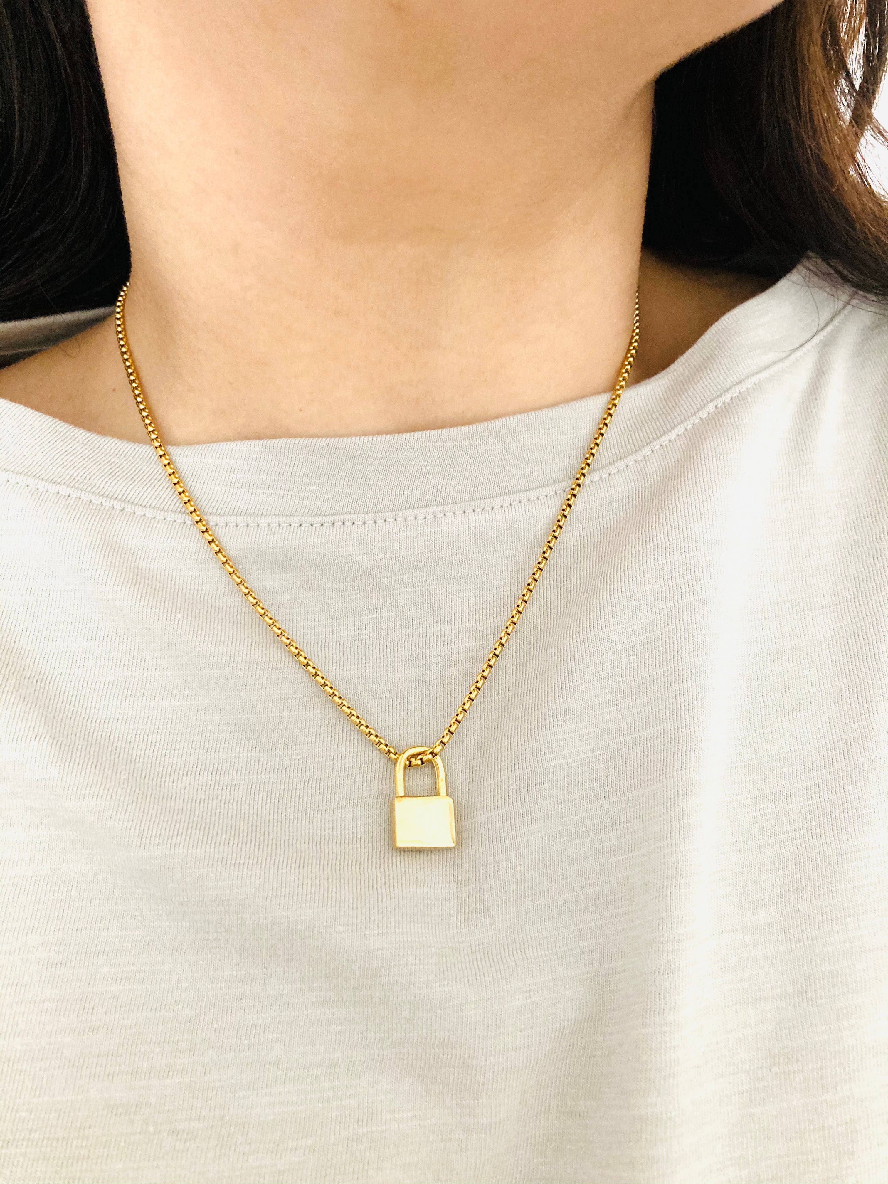Gold Padlock Necklace
