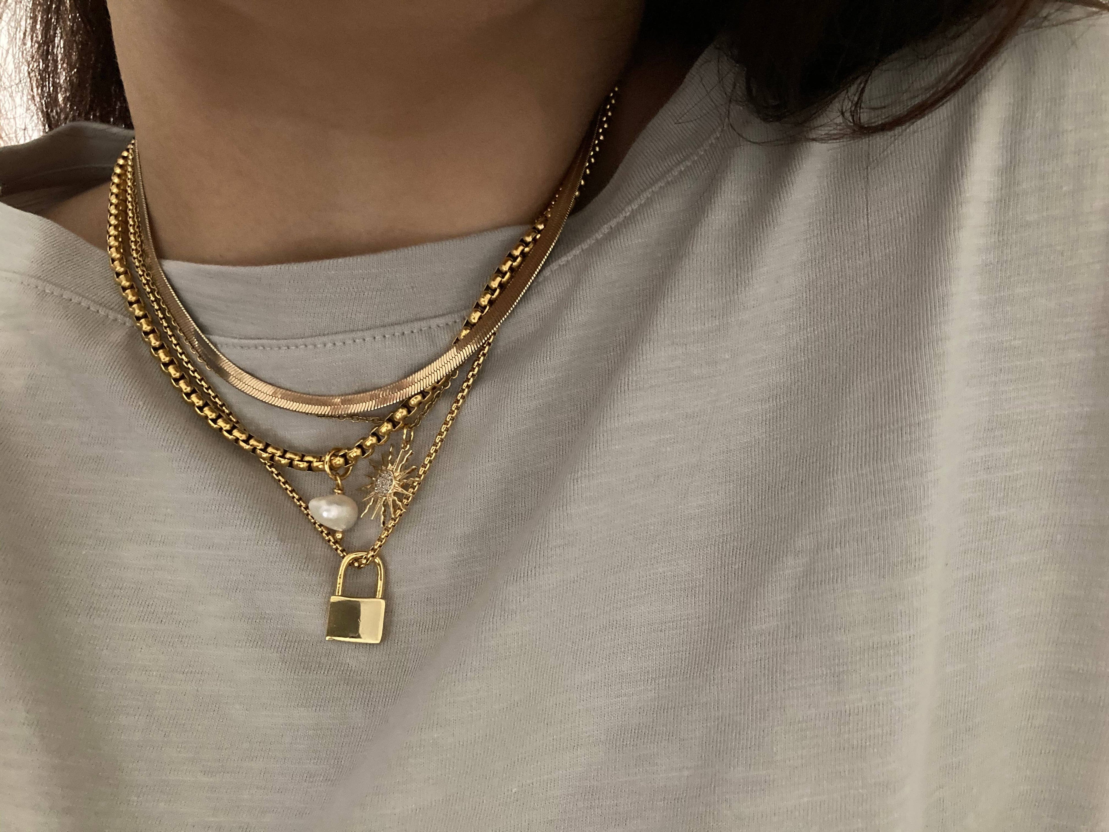 Gold Padlock Necklace