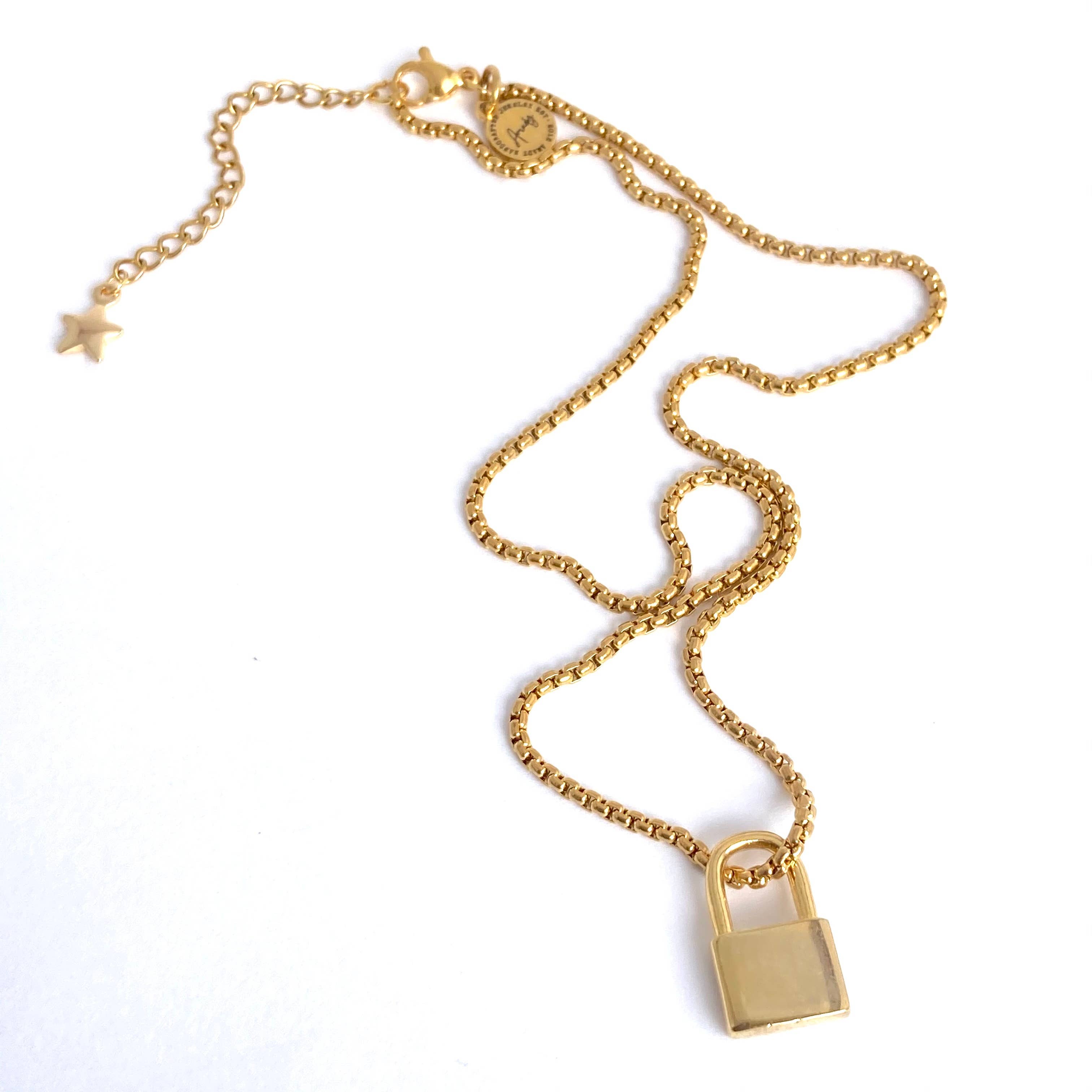 Gold Padlock Necklace
