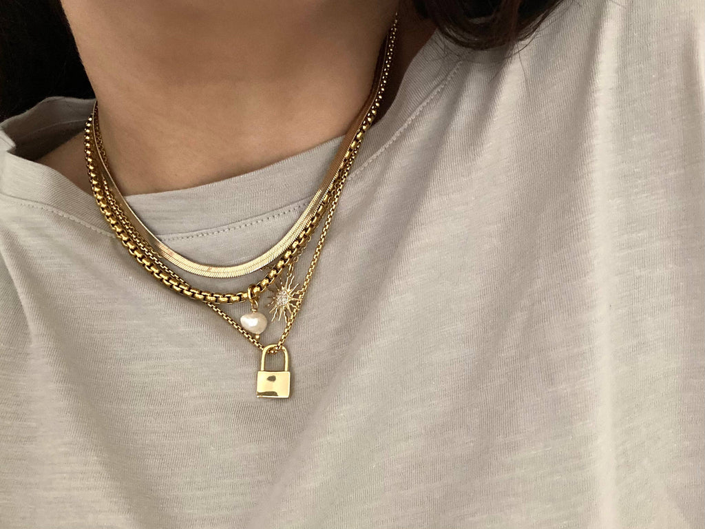 Gold Padlock Necklace